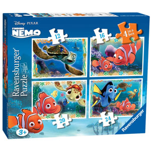 This Ravensburger 4 in a Box Puzzle features characters from Disney Pixar’s Finding Nemo, with four colourful underwater scenes and puzzles of 12, 16, 20, and 24 pieces each—perfect for young fans to enjoy.