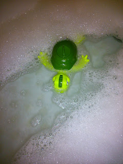 A Tomy bath toy in water