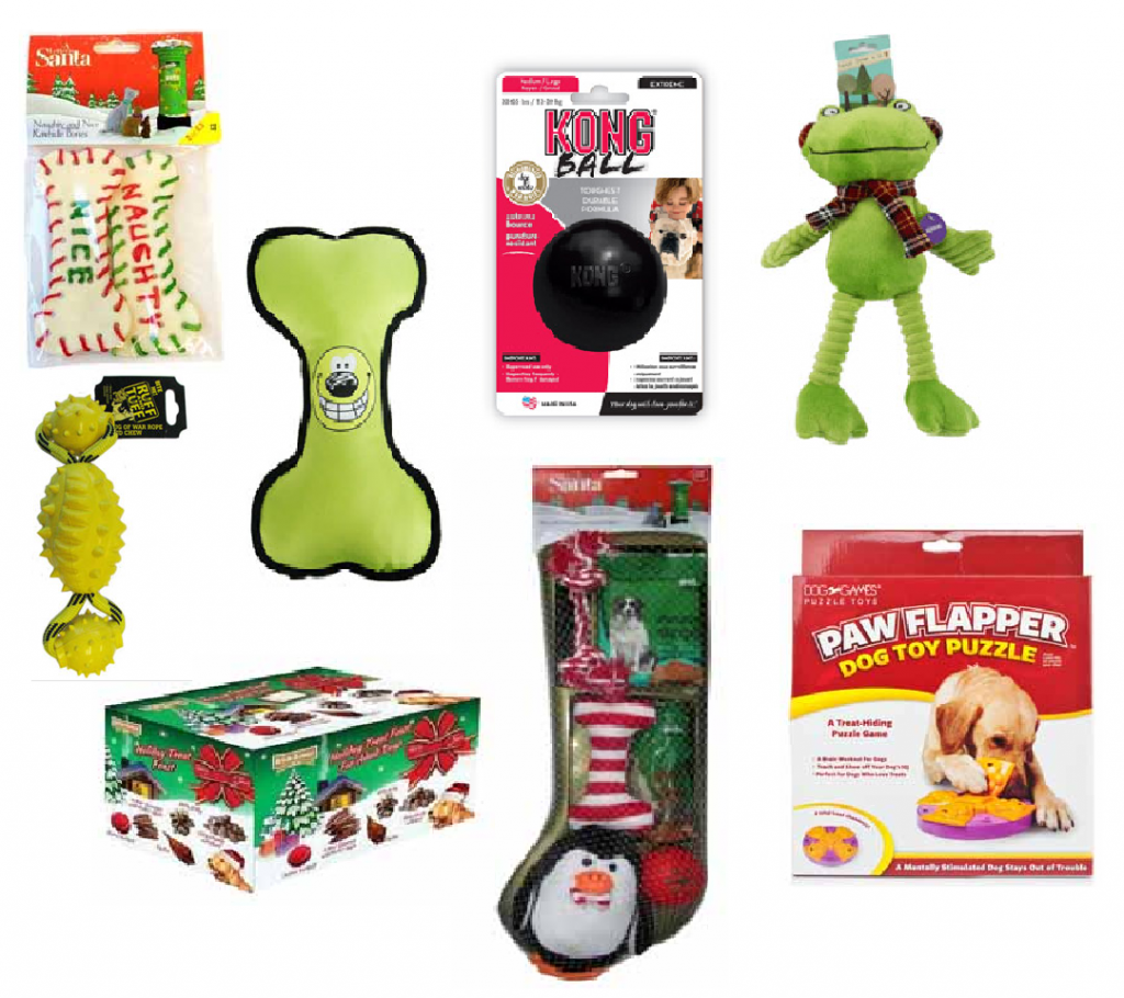 A collection of toys and packaging inspired by Father Christmas Paws.