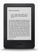 A Kindle e-reader displays an e-book page with text on its screen. The device has a black frame and the word "kindle" at the bottom—an ideal Valentine’s Day gift idea for someone who loves exploring themes like memory in literature.
