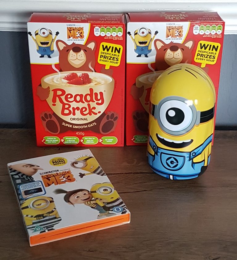 Two boxes of Ready Brek, Despicable Me 3 Dvd and Minion Toy