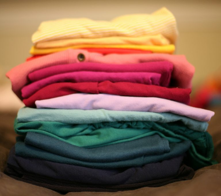 A pile of clean, folded clothes