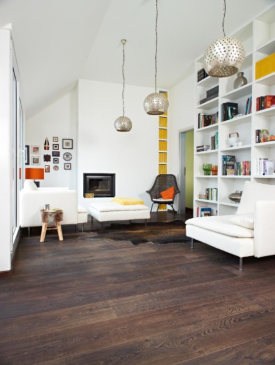 dark wooden flooring in a living room