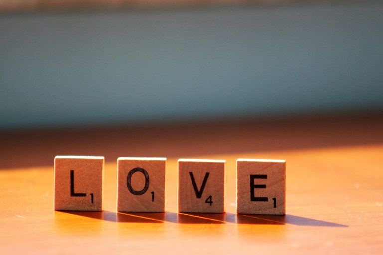 Love spelt out in Scrabble Words