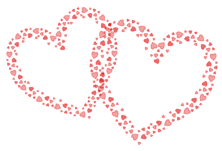 Two linked hearts made up of lots of little hearts