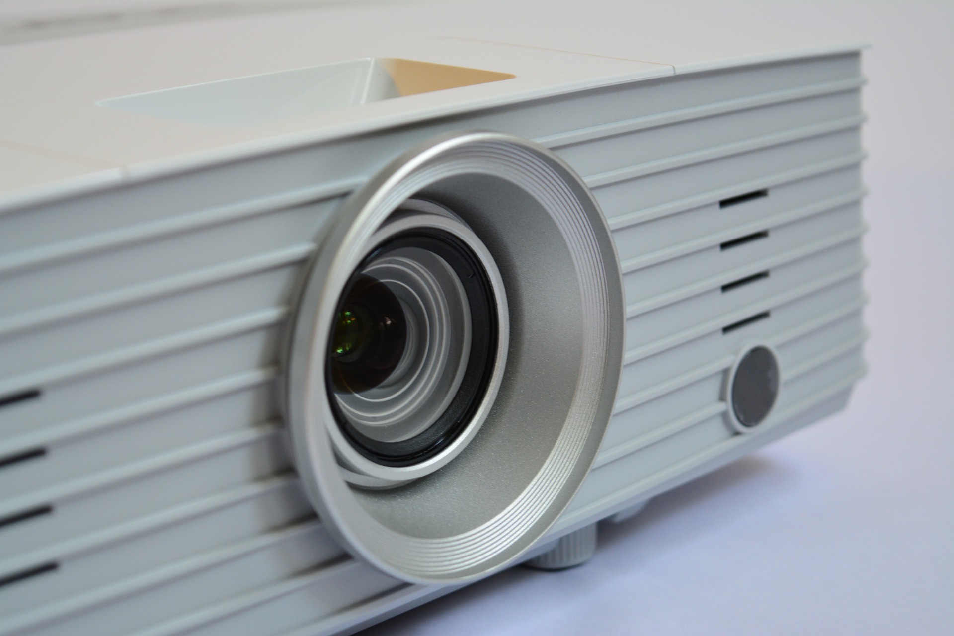 front of a white projector