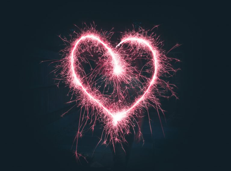 a love heart made from a sparkler