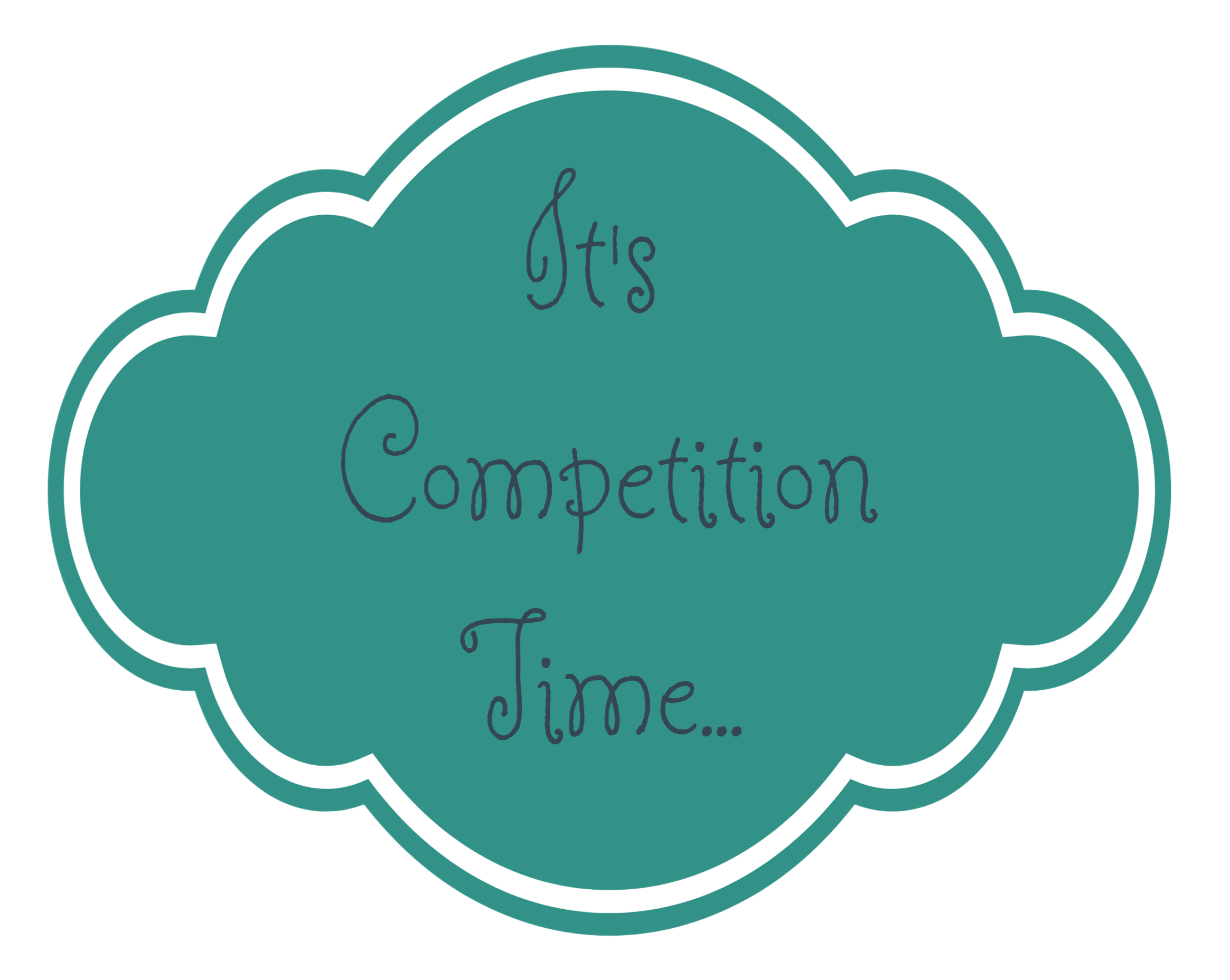 A green cloud-shaped sign with a white outline displays the words "It's Competition Time..." in a decorative font, inviting you to win a Haribo Supermix Snuggle Pod.