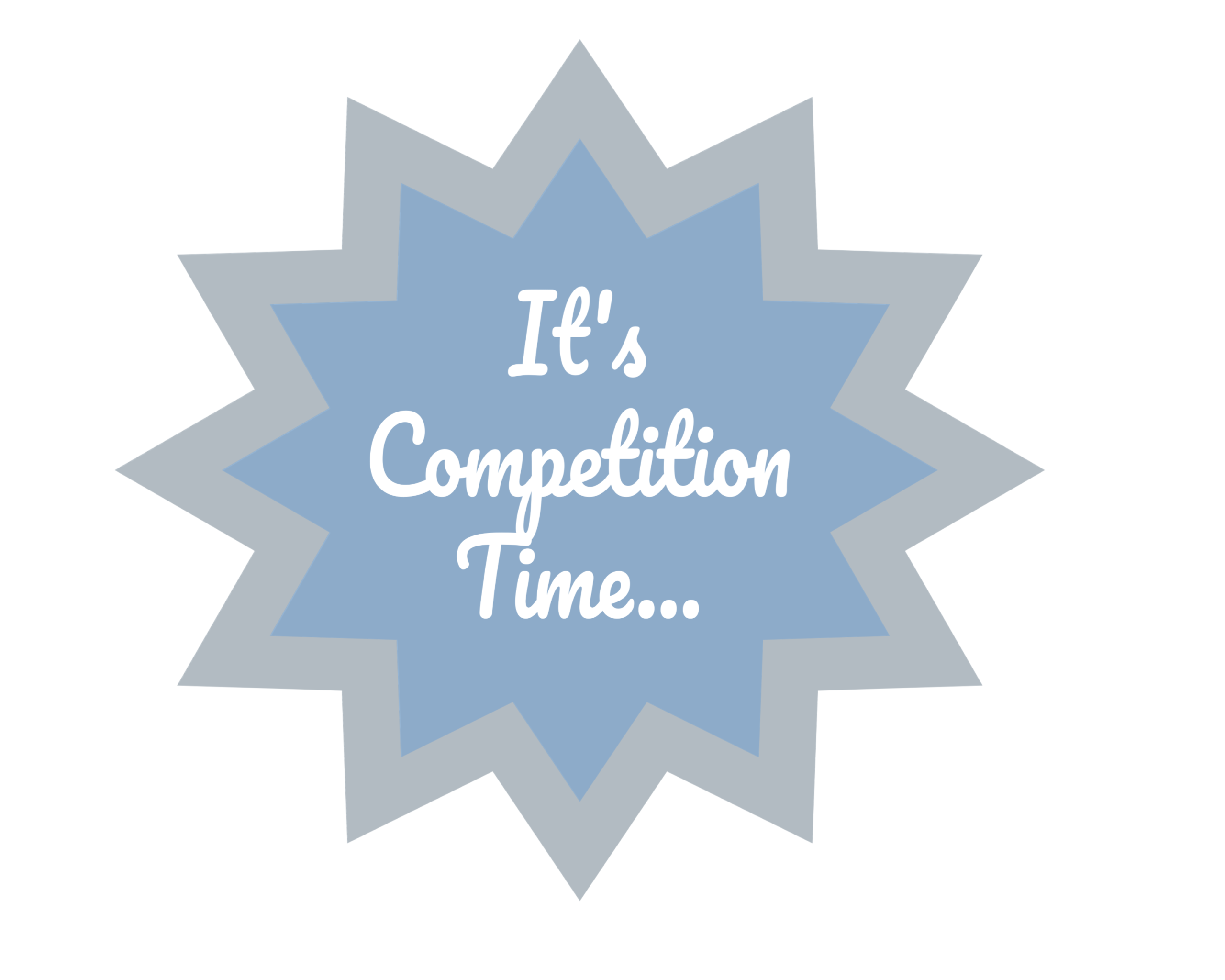 A blue starburst shape with a grey border features the white text "It's Competition Time..." in a playful font, announcing your chance to win a Cadbury Chocolate Hamper.