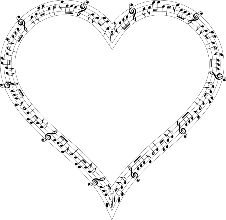 a heart made form musical notes