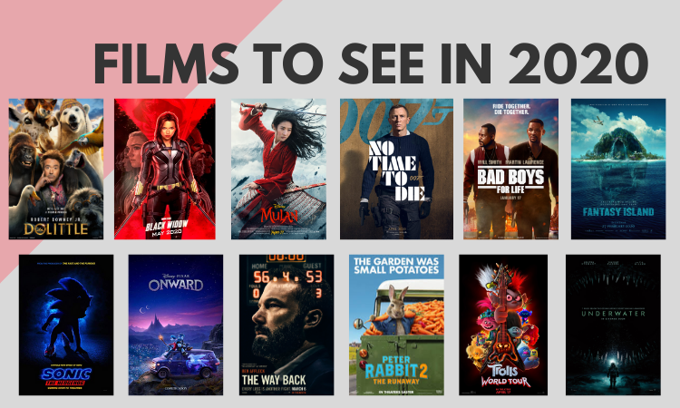 A collage titled "Films to See in 2020" features movie posters for Dolittle, Black Widow, and more—perfect inspiration if you're entering a cinema gift card competition.