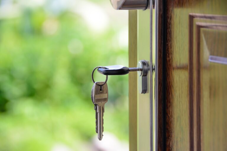 A key in a house door lock