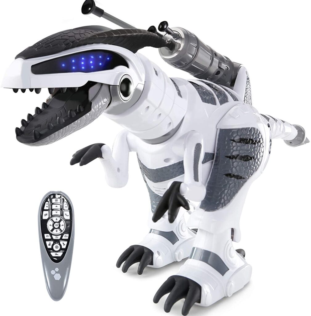 A white remote controlled dinosaur