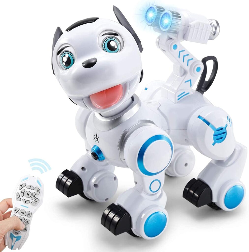 A white remote control toy dog