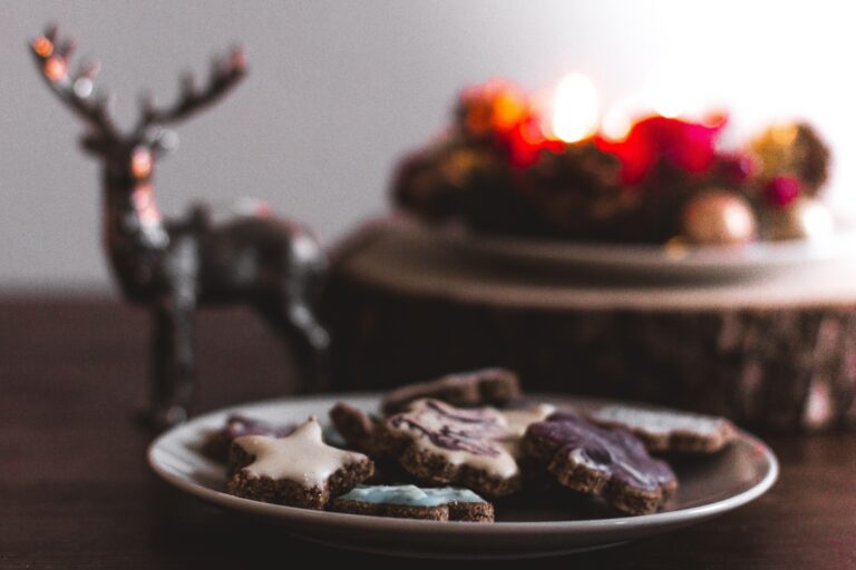 Christmas cookies on white plate
