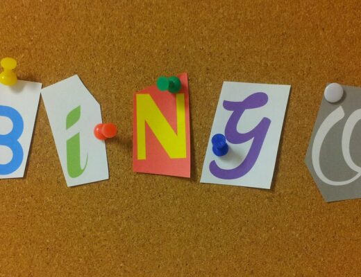 BINGO Spelt out using cut out newspaper lettering